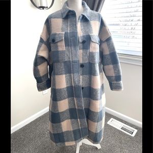 Isabel Marant Coat Blue Tan Plaid Jacket Shacket Long Size 1